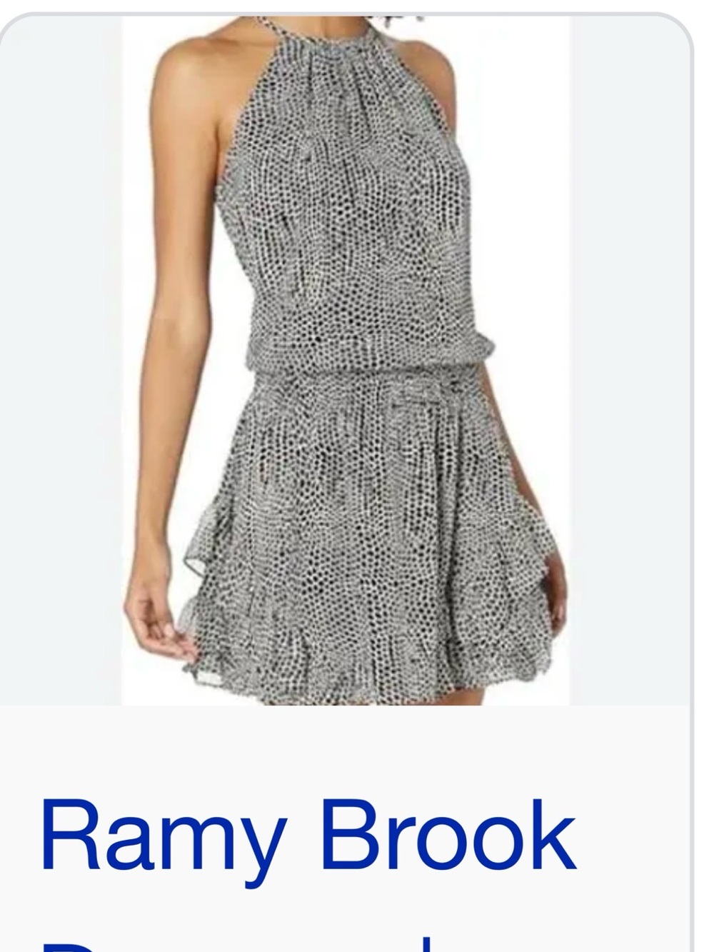 Ramy Brook Black & White Halter Mini Dress